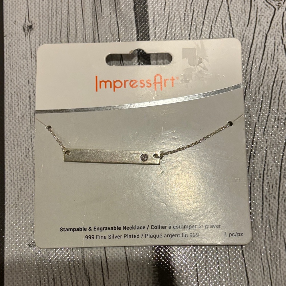 imPRESS Silver Plated Engravable Necklace bar necklace new